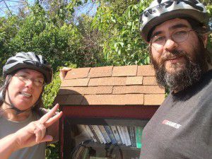 Amber and I at the nearest Little Free Library in Oakhurst, Texas.